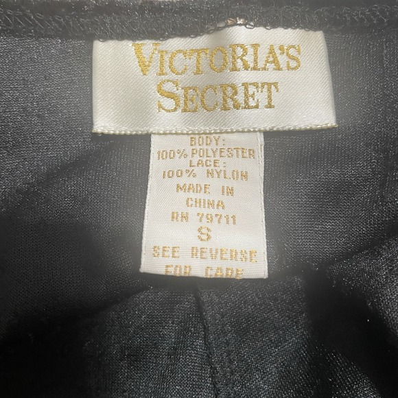 VTG 90s Y2K VICTORIAS SECRET Bodysuit Sz S Black Velvet Lace Ribbon Whimsigoth - Picture 10 of 11